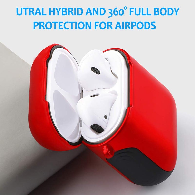 Romozi Airpods Case Cover and Skin - Romozi Airpod Skins is Silicone and Hard Cover Dual Layer Design, Heavy Duty Air Pods Case with Lanyard,Shockproof AirPod Covers for Apple Airpods Accessories(Red) - Image 5